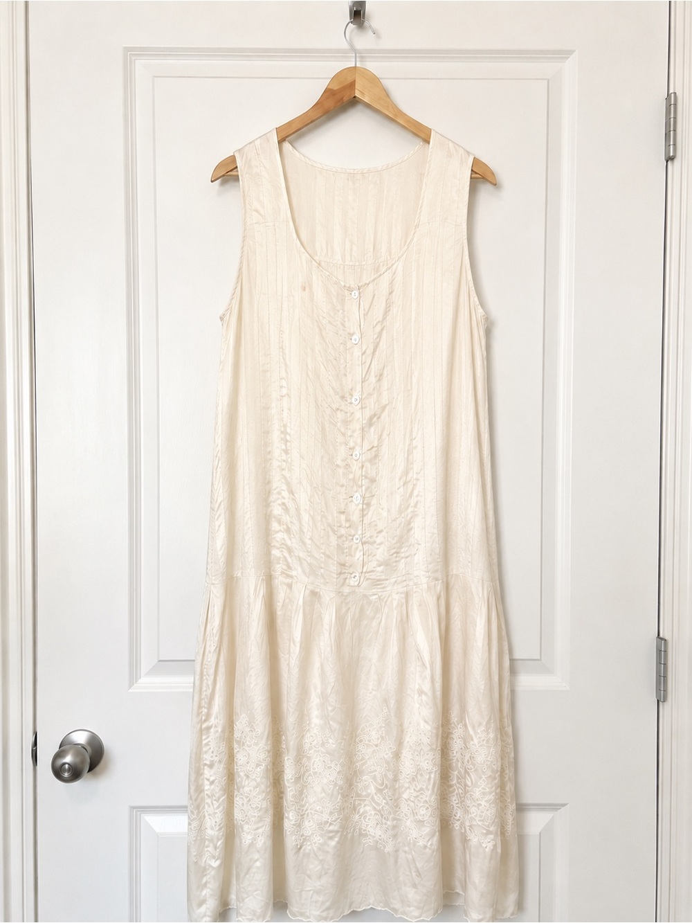 Vintage Johnny Was Cream Embroidered Sleeveless Dress Size XS